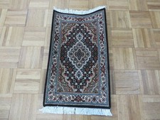 1'3 x 2'1 Hand Knotted Fine Black Mahi Tabrez Rug Wool & Silk G9545