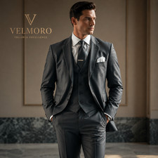 Men  s Grey 3 Piece Suit   Slim Fit Tailored Wedding Suit