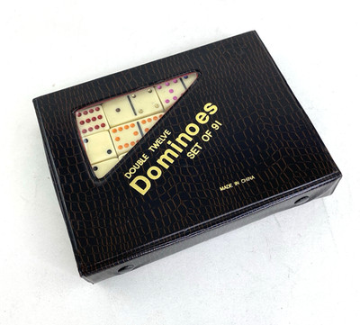 Vintage Double Twelve Dominoes Complete Set of 91 in Vinyl Case