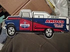VINTAGE STANDARD PORCELAIN SIGN TORCH MOTOR OIL GAS STATION SERVICE AMOCO 12"