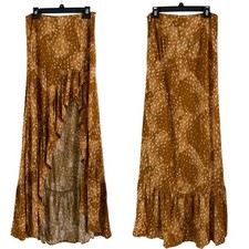 Brown Deer Print Maxi Skirt Medium Woodland Fairycore Soft Girl Fawn Print