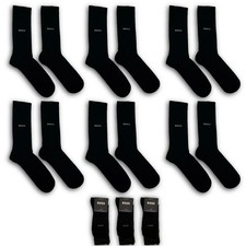 Image of BOSS by Hugo Boss Genuine Mens Soft Cotton Blend Socks | Black, UK 9-11, 6 Pairs