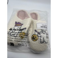 Halloween Ghost Slippers Cream Sherpa Faux Fur Lined Jack-O-Lantern Mules W 11