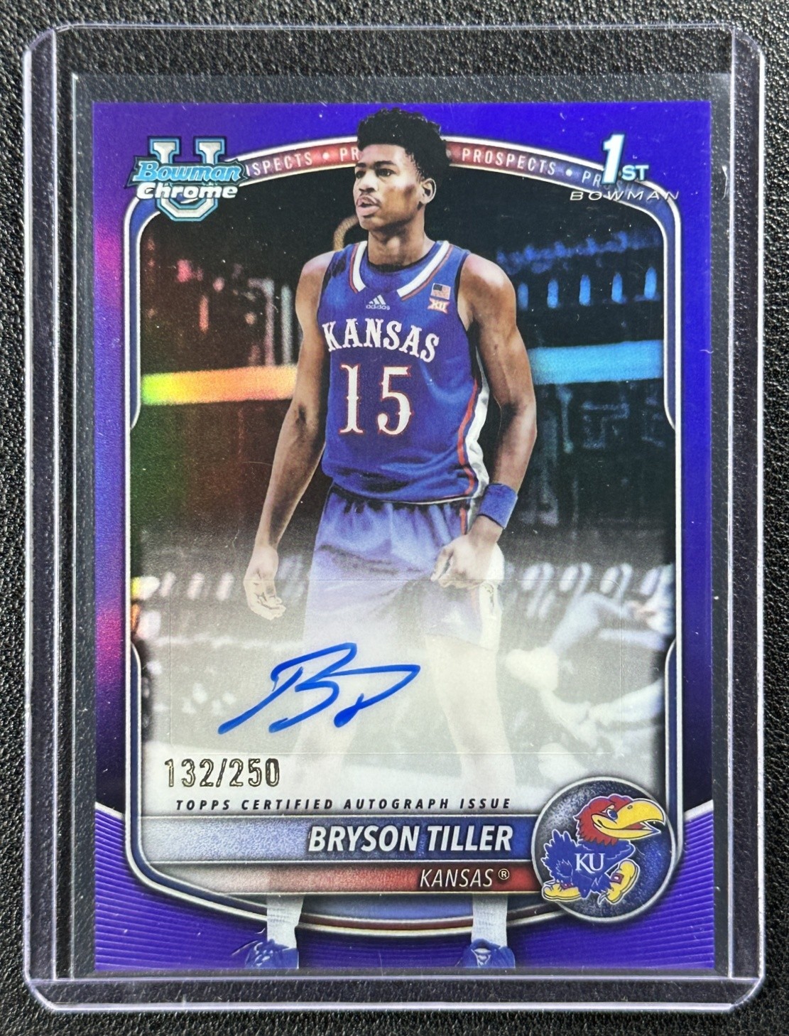 BRYSON TILLER 2025-26 BOWMAN U CHROME AUTO PURPLE REFRACTOR 1ST PROSPECT 132/250