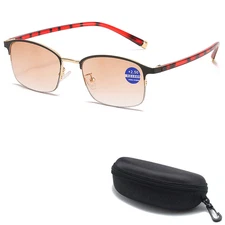 Bifocal Sunglasses Anti Blue Light Metal Reading Glasses Tinted Lens Reader TR90