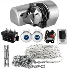 Horizontal Windlass 600W, 12V, Rope 1/2"x150', Galvanized HT G4 Chain 1/4"x15'