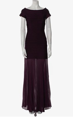Herve Leger Bateau Neckline Long Dress Purple Size S Condition Very Good