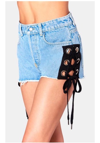 LF carmar blue high rise lace up denim 