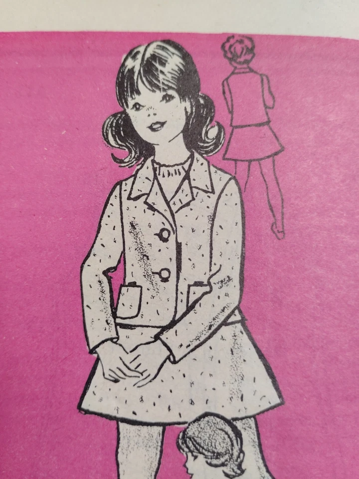 Jacket Vest Skirt Pants Girls 6 Sewing Pattern 9151 Mail Order Cut VTG Printed - Image 2 of 4