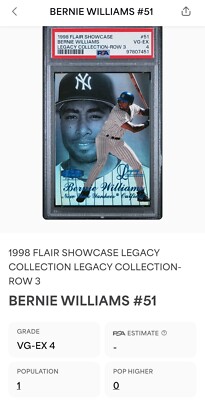 1998 Flair Showcase Legacy Collection Bernie Williams 87/100 PSA 4 