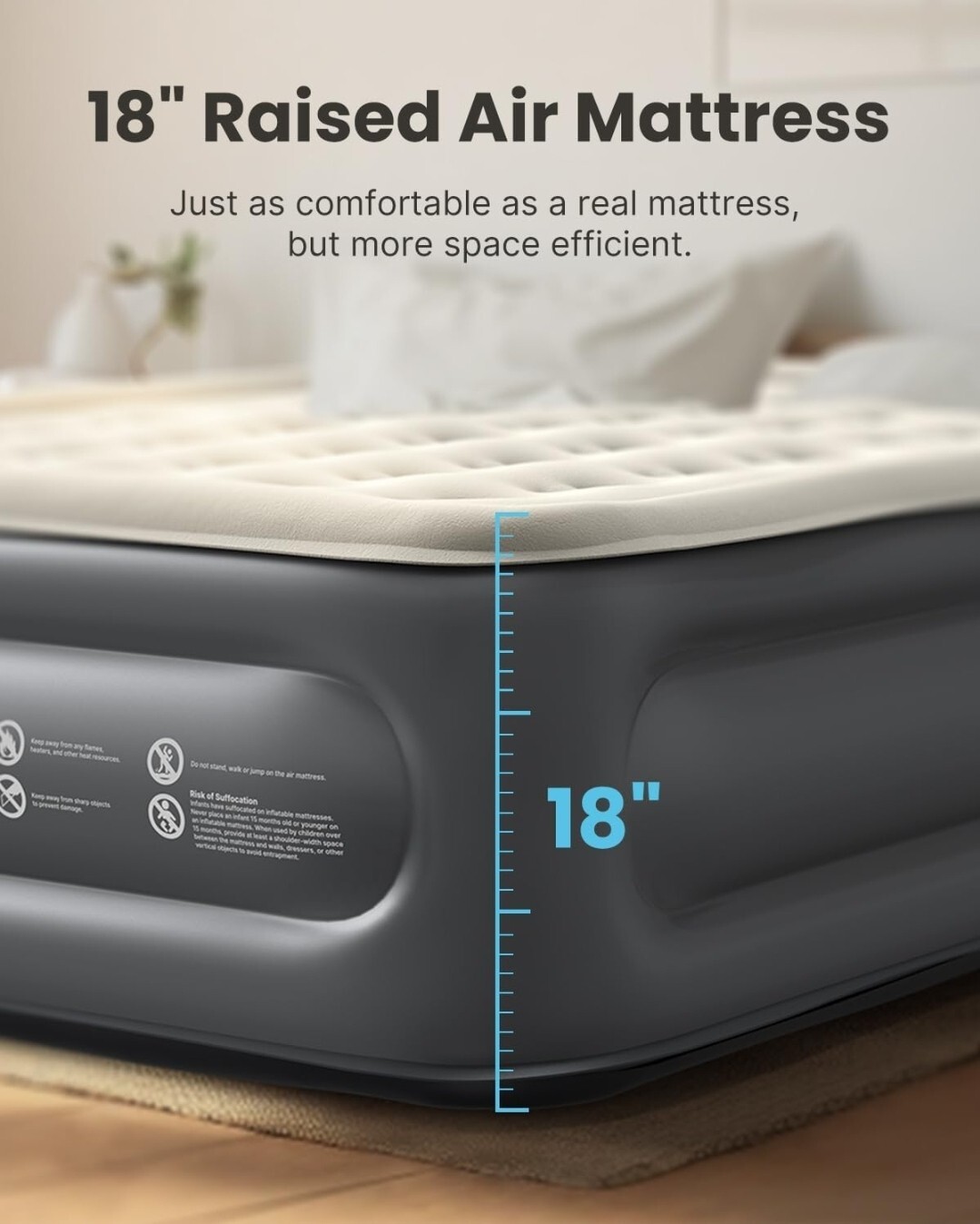 iDOO Air Mattress, Inflatable Airbed with Builtin Pump, 550lb Max