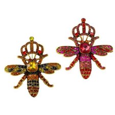 women insect brooch fashion crystal crown bee pins jewelry