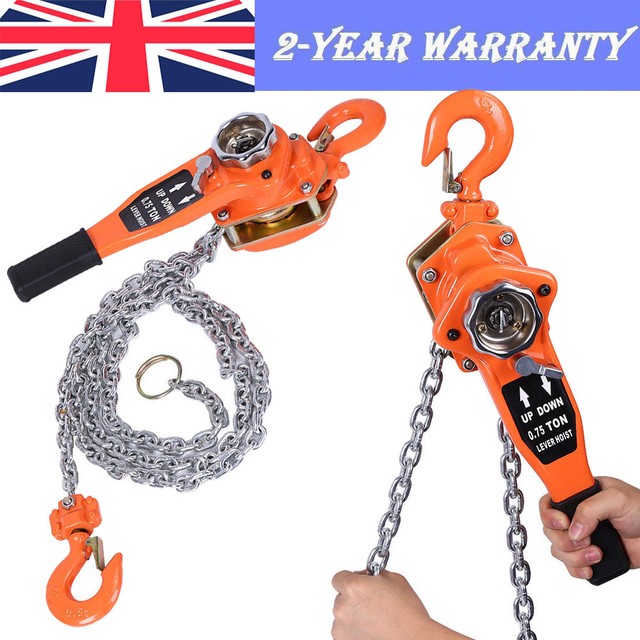 0.75 Ton Ratcheting Lever Block Chain Hoist Puller Pulley Adjust Up