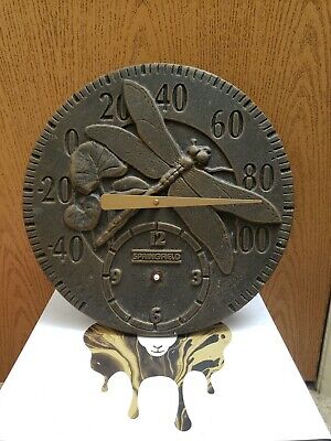Great Shape Vintage Springfield, Springfield Outdoor Thermometer And Clock