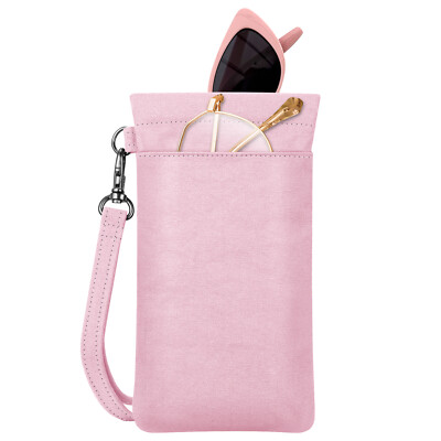 Double Eyeglasses Pouch with Strap Portable Squeeze Soft Glasses Sunglass Case