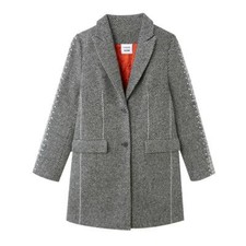 KochÉ X La Redoute Single Breasted Wool Mix Coat Size 16 Black Chevron Rrp £135