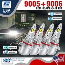 CANBUS HB4+HB3 Super White LED HeadlightBulb Conversion Kit Hi/Lo Bean 6000K