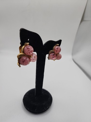Set Gioielli Vintage Collana 16 Pollici Clip On Orecchini 1 Pollice Perline Rosa... - Foto 21 di 24