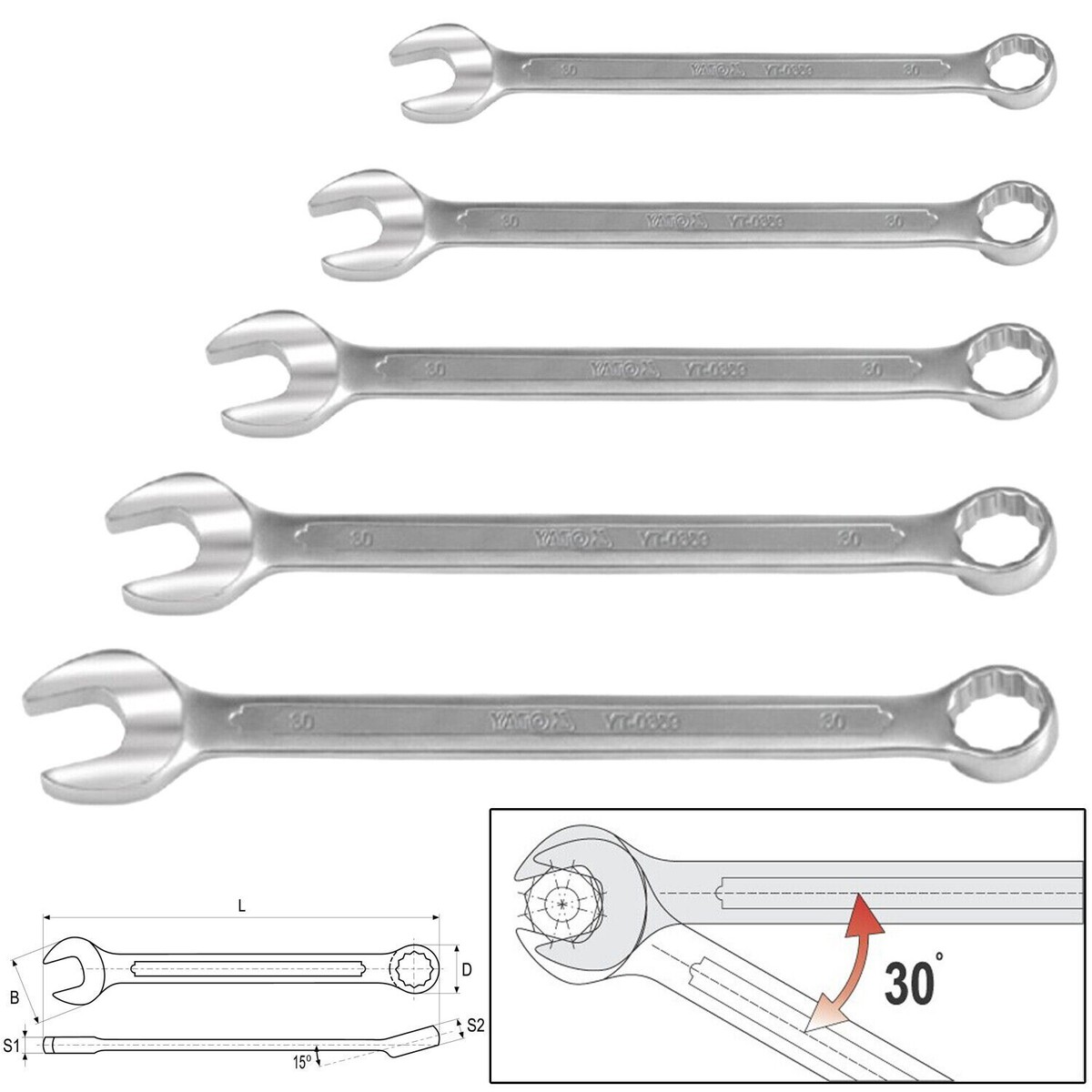 Pro-Lift Montagetechnik Maulringschlüssel 38er – Abgewinkelt, 430 Mm Lang, Chrom-Vanadium Stahl, Für Schwere Arbeiten