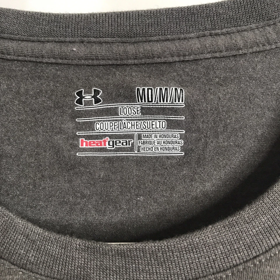 Camiseta Under Armour Youth MD Gris Plata HeatGear Ajustada Niñas Niños Logo Foto 3 de 4