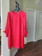 Cremieux Red Ruffle Sleeve Dress XS Size NWT
