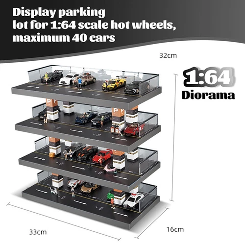 1/64 Scale Car Shelf Matchbox Car Diorama Garage 4 Level Maximum 40 Cars Storage - Picture 2 of 13