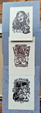 exlibris ex-libris Ukraine Cossack Gogol art Procan Usolkin  3x signed
