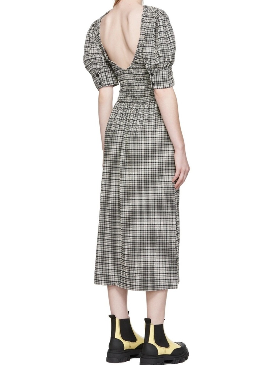 Ganni Gray Open Back Midi Dress, Size 38 | eBay