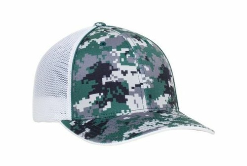 Pacific Headwear 408m Digi Camo Trucker Flexfit Cap - Neon Green/White/Neon Green - S/M