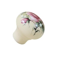 Vintage Ceramic Flower Roses Drawer Pull Knobs, Pack of 10 30mm, Beige