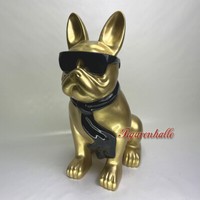 FranzöSische Bulldogge Sonnenbrille Designer Deko Figur Kunst Statue Brille Gold