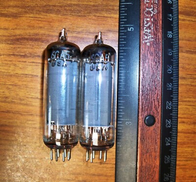 2 Strong Matched NOS USA Gray Plate O Getter 6CA5 Tubes