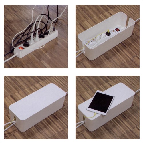 Kabel-Box, klein, weiß, sorgt für einen aufgeräumten Schreibtisch - Bild 2 von 4