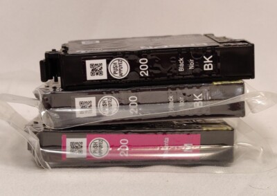 Epson 200 Inks 1 Magenta & 2 Black Noir 2 Sealed In Plastic 