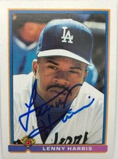 Lenny Harris Autographed 1991 Bowman #607