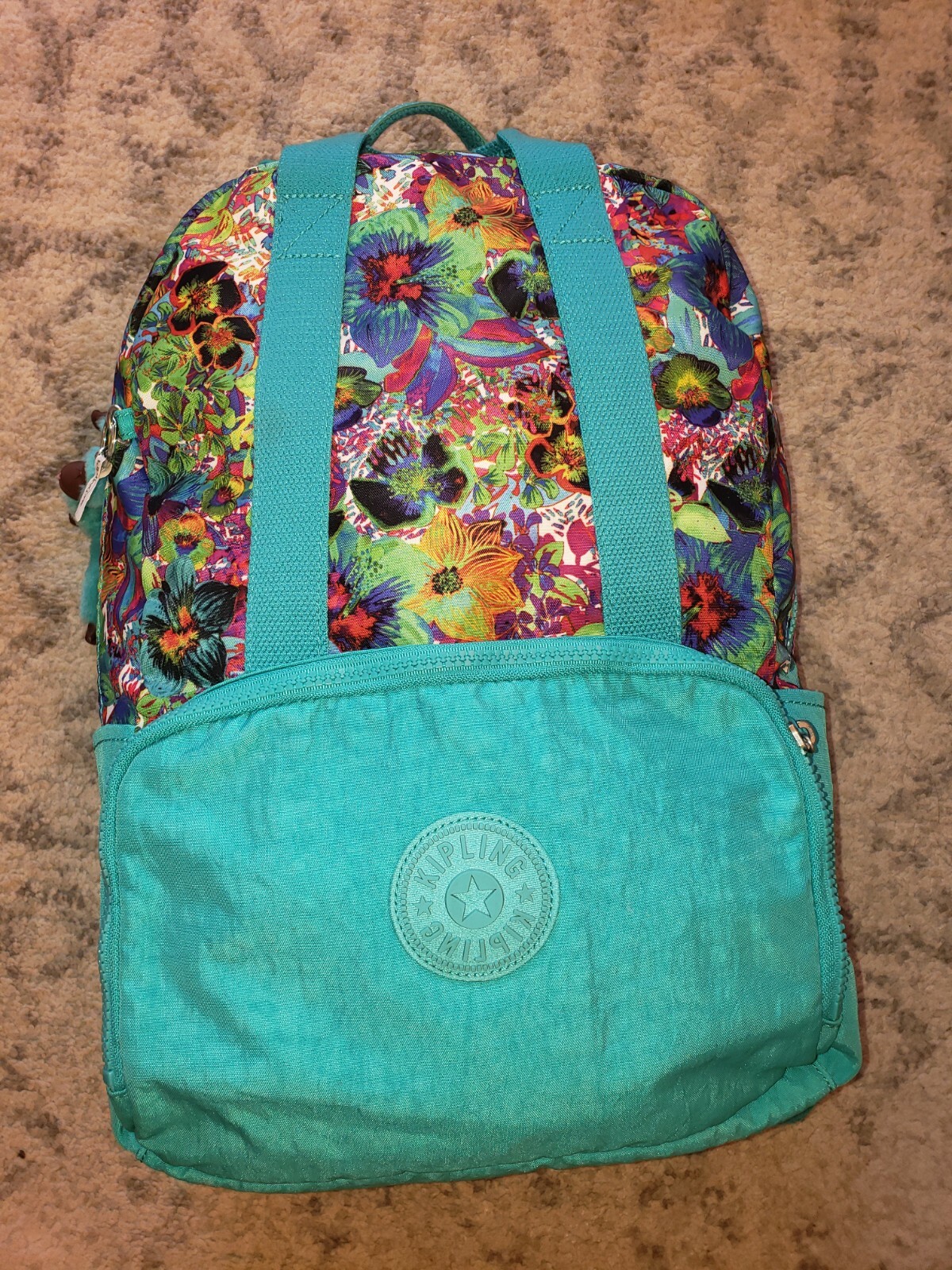 Kipling Bacpack with Blue Monkey Medium-sized Cya… - image 1