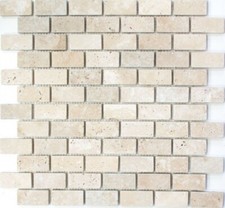 Mosaik Fliese Travertin Naturstein beige Brick Chiaro Antique Travertin ...