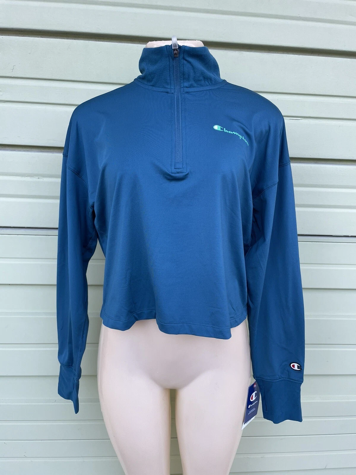 Champion Women Soft Touch Quarter Zip Turtleneck Top Gym Workout Size S #7406