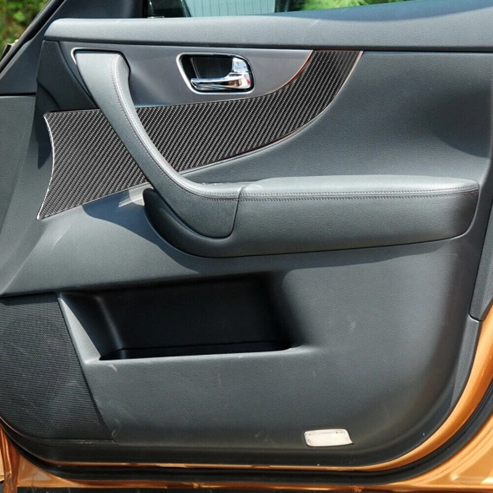 Cubierta interior del panel de la puerta delantera de fibra de carbono para Infiniti FX35/37/50 QX70 Foto 4 de 4