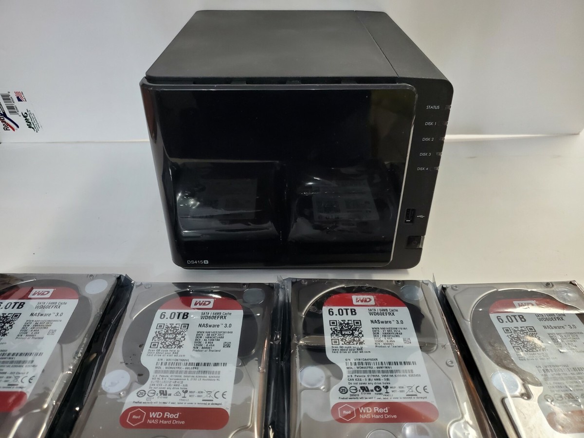 Synology DS415+ 4-Bay Diskless NAS 4-New HDD 6TB - Good Condition