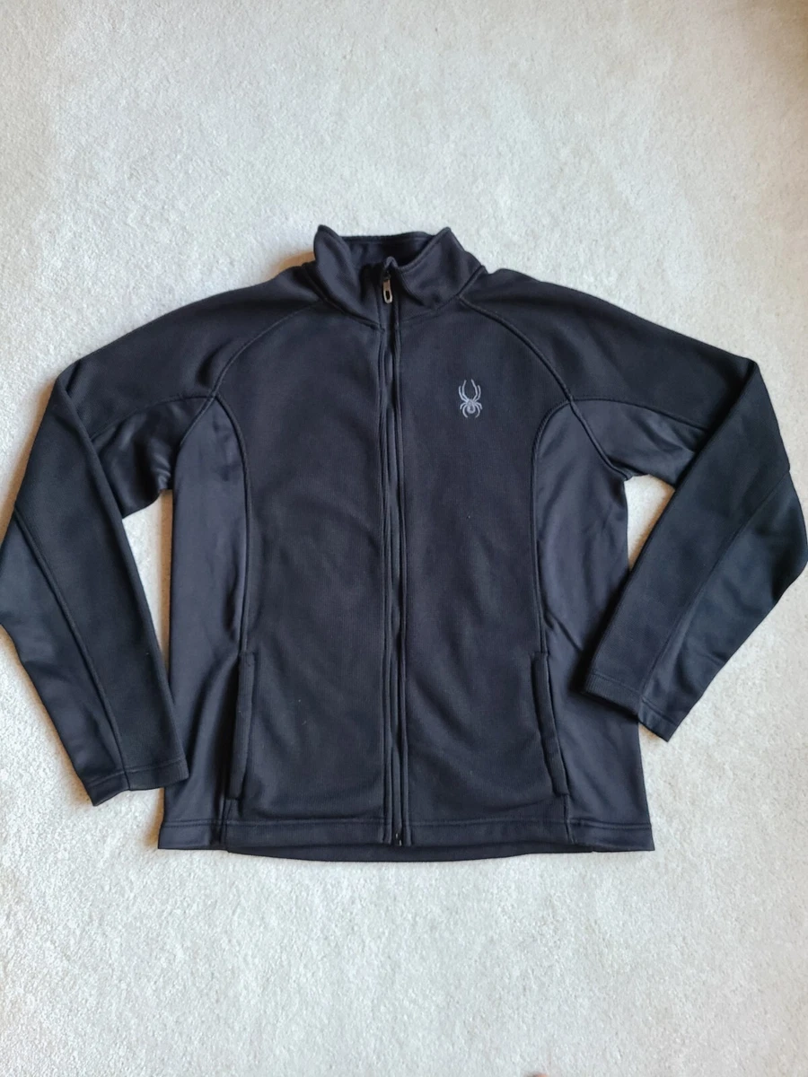 Spyder Men Jacket Large Black Waffle Knit Long Sleeve Full Zip Pockets logo  | eBay