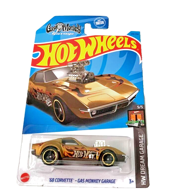 HOT WHEELS 2023 '68 CORVETTE-GAS MONKEY GARAGE MATTE GOLD 139/250 HKH23
