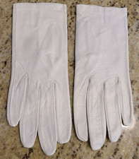 Vintage Size S 6.5 Soft French Leather Silk Lined White 8" Gloves Formal