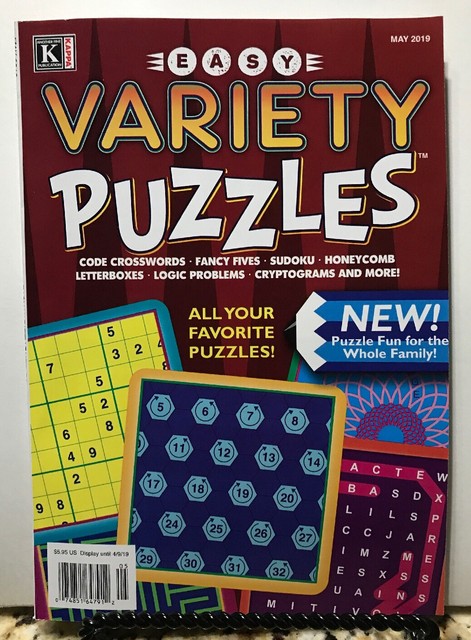 Kappa Easy Variety Puzzles Code Crosswords Sudoku May 2019 FREE 