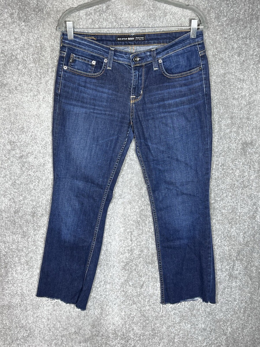 Big Star Remy Boot Low Rise Jeans Womens Size 29 Cutoff Raw Hems