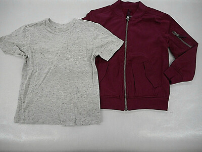 Boys Wonder Nation Burgundy Bomber Jacket T-Shirt 2PC Set