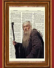 Gandalf Lord of the Rings Dictionary Art Print Book Page Tolkien LOTR Picture 