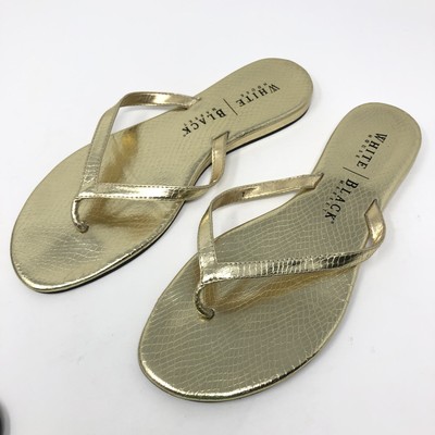 black and gold flip flops womens