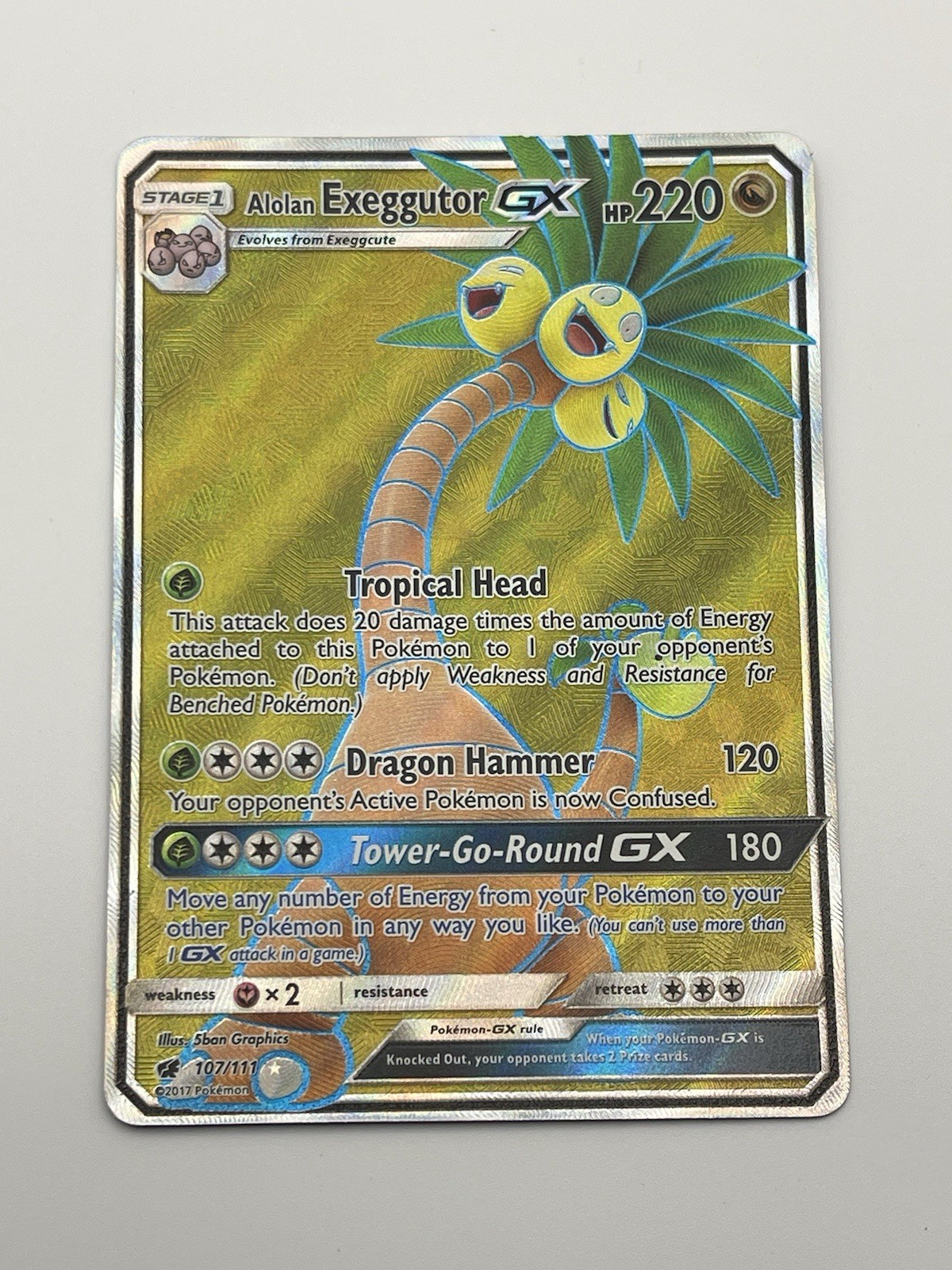 Alolan Exeggutor GX 107/111 Crimson Invasion Full Art Holo Pokemon TCG Card NM
