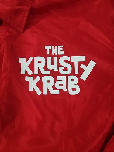 SpongeBob SquarePants The Krusty Krab Pizza Jacket Windbreaker Mens XL Cartoon - Picture 2 of 8